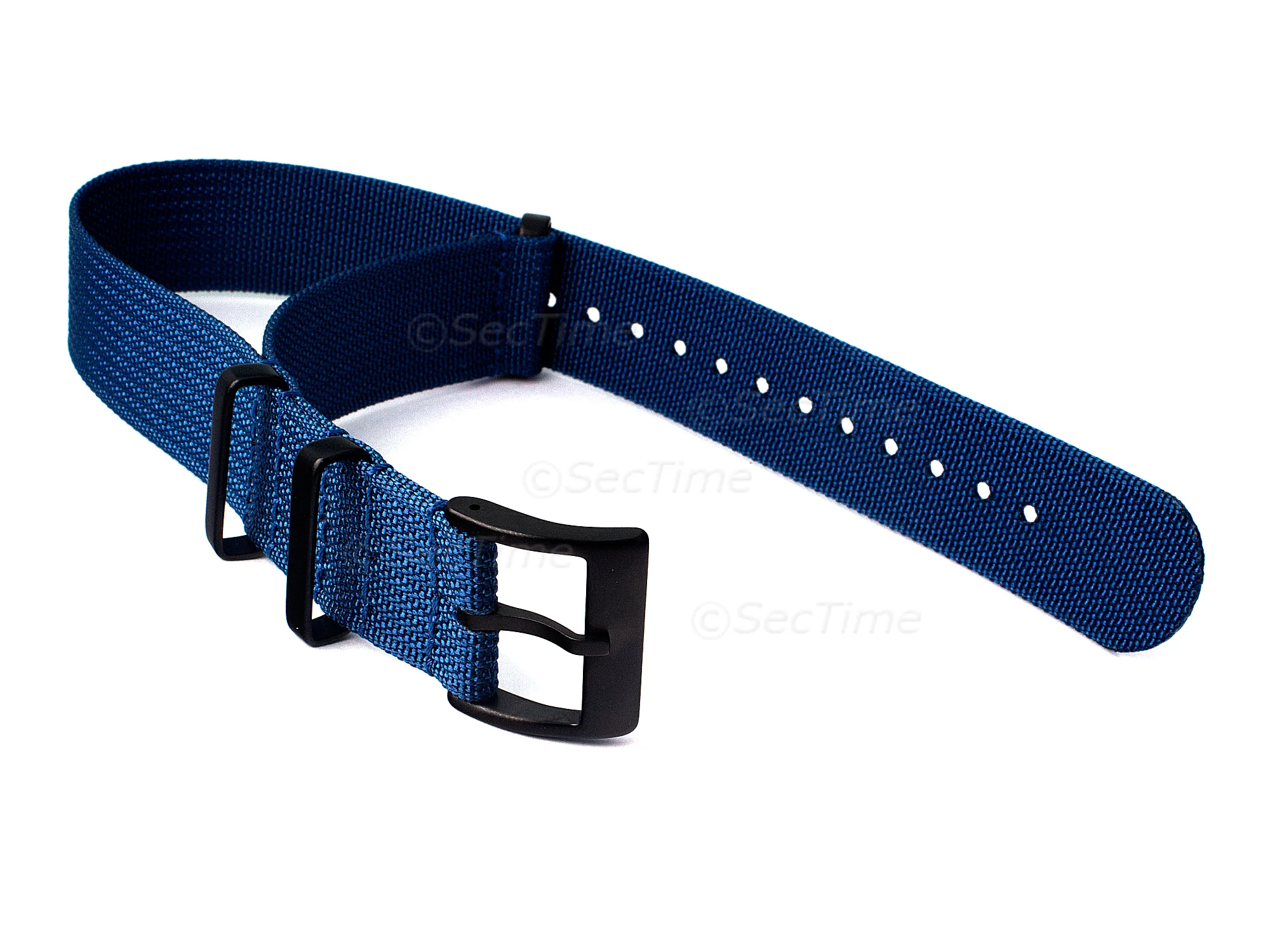 (image for) Ribbed Nylon Nato Watch Strap PVD Military Divers Navy Blue 18mm (1)