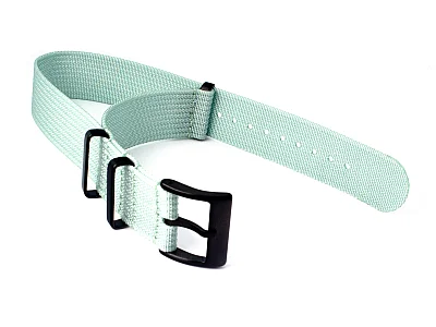 (image for) Ribbed Nylon Nato Watch Strap PVD Military Divers Cyan 24mm (1)