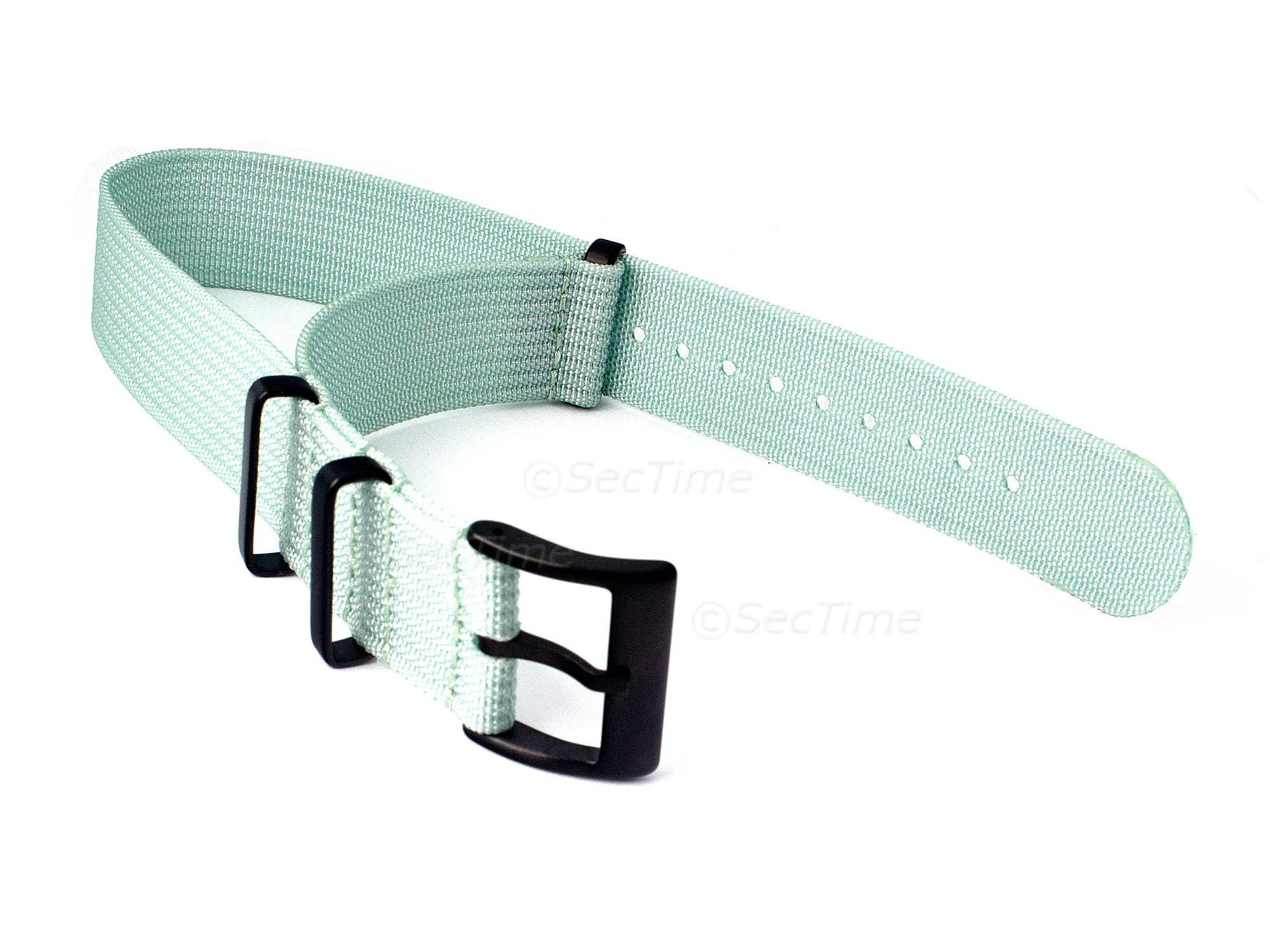 (image for) Ribbed Nylon Nato Watch Strap PVD Military Divers Cyan 24mm (1)