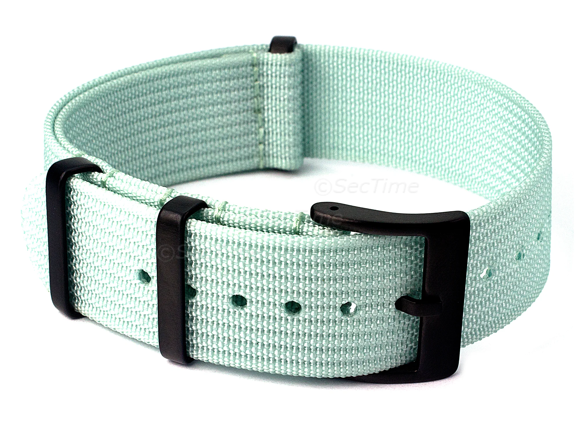 (image for) Ribbed Nylon Nato Watch Strap PVD Military Divers Cyan 24mm