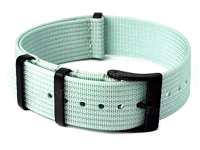 (image for) Ribbed Nylon Nato Watch Strap PVD Military Divers Cyan 22mm