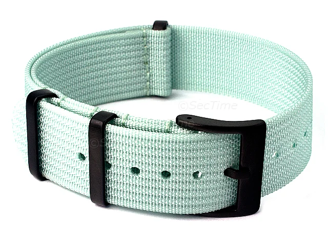 (image for) Ribbed Nylon Nato Watch Strap PVD Military Divers Cyan 24mm