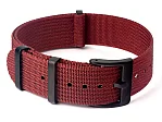(image for) Ribbed Nylon Nato Watch Strap PVD Military Divers Maroon 18mm