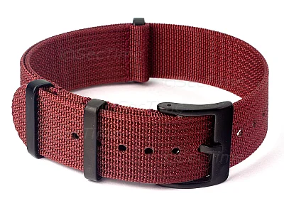 (image for) Ribbed Nylon Nato Watch Strap PVD Military Divers Maroon 20mm