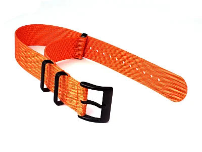 (image for) Ribbed Nylon Nato Watch Strap PVD Military Divers Orange 24mm (1)