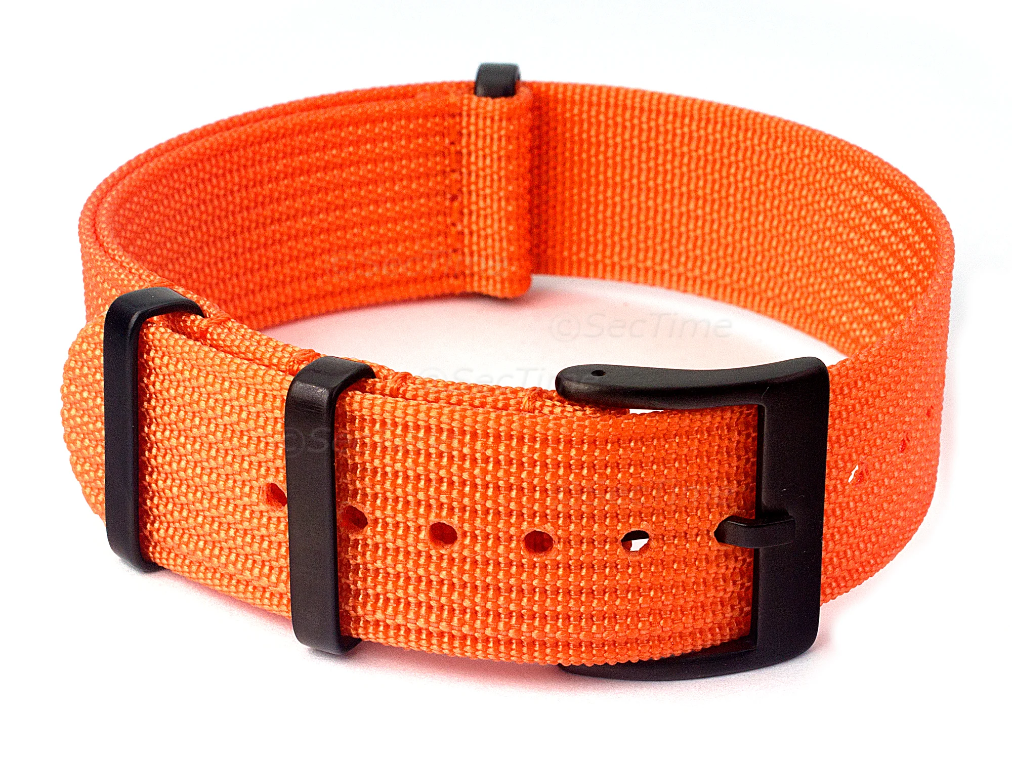 (image for) Ribbed Nylon Nato Watch Strap PVD Military Divers Orange 24mm