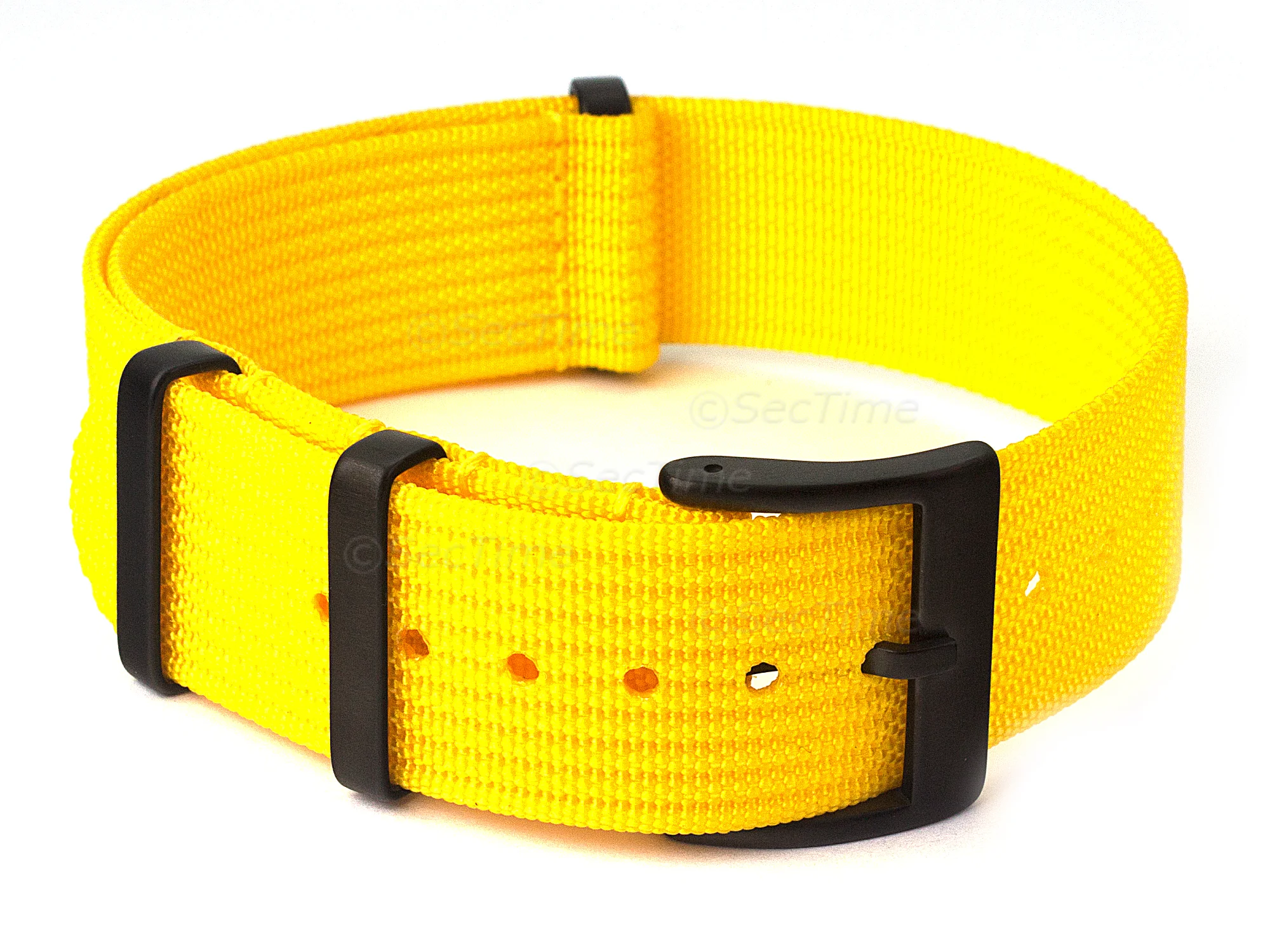 (image for) Ribbed Nylon Nato Watch Strap PVD Military Divers Yellow 22mm