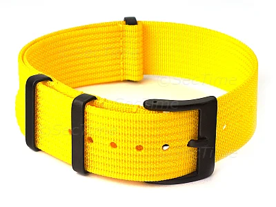 (image for) Ribbed Nylon Nato Watch Strap PVD Military Divers Yellow 20mm