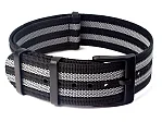 (image for) Ribbed Nylon Nato Watch Strap PVD Military Divers Black/Grey (JB) 19mm
