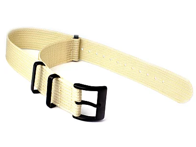 (image for) Ribbed Nylon Nato Watch Strap PVD Military Divers Beige 18mm (1)