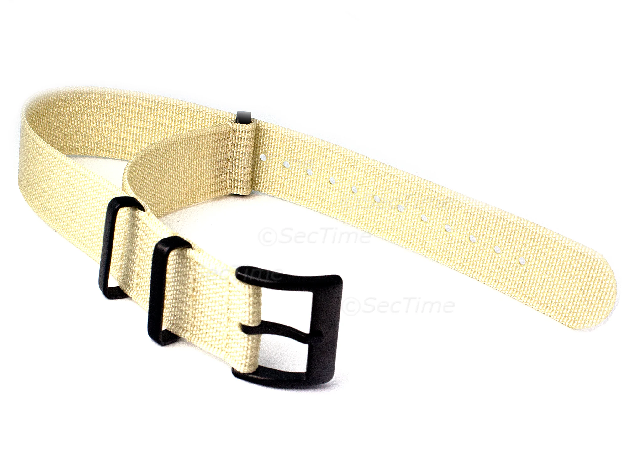 (image for) Ribbed Nylon Nato Watch Strap PVD Military Divers Beige 18mm (1)