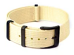 (image for) Ribbed Nylon Nato Watch Strap PVD Military Divers Beige 24mm