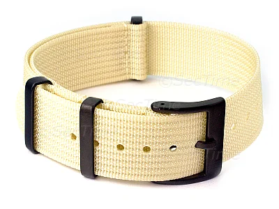 (image for) Ribbed Nylon Nato Watch Strap PVD Military Divers Beige 20mm