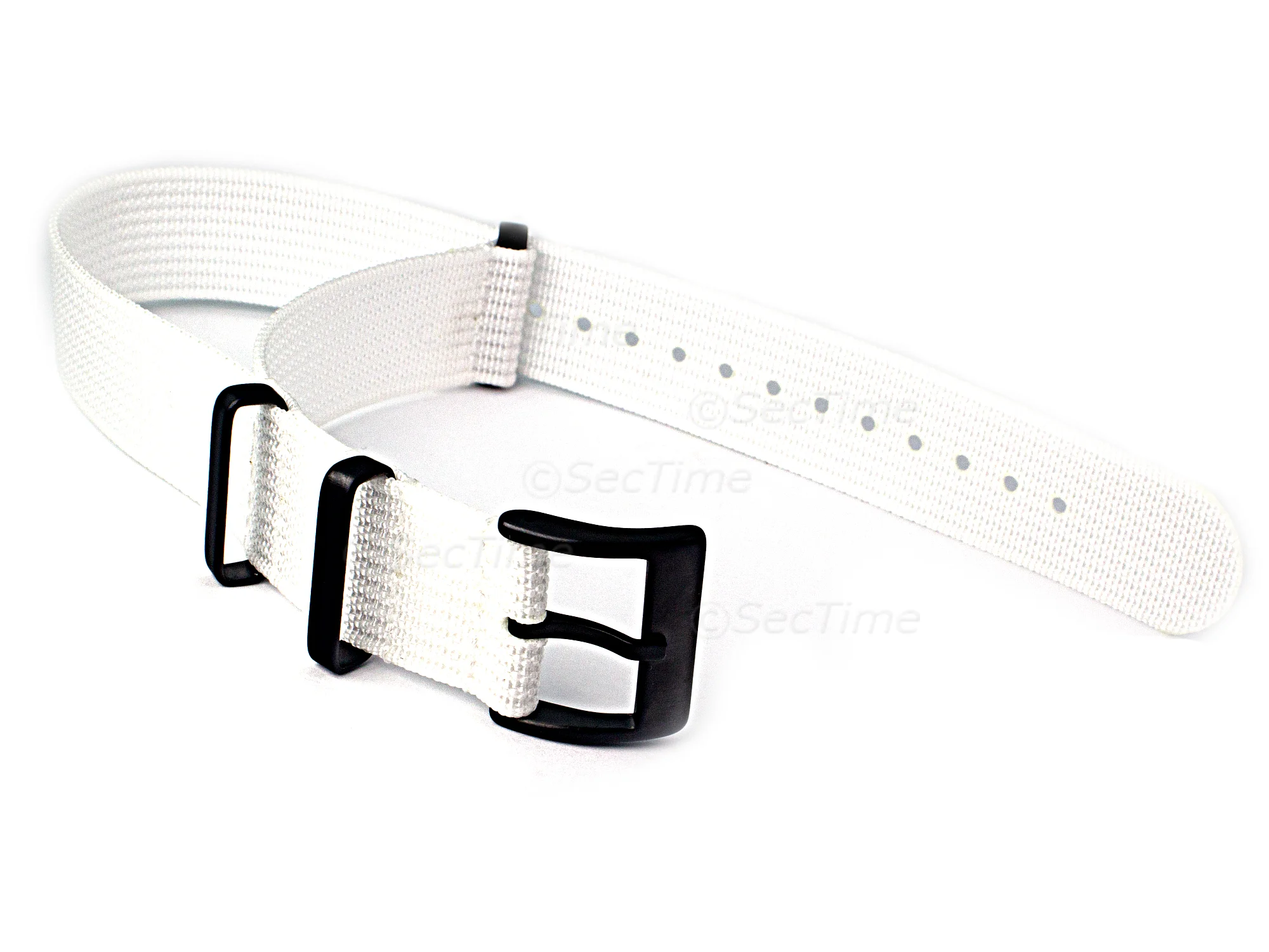 (image for) Ribbed Nylon Nato Watch Strap PVD Military Divers White 19mm (1)