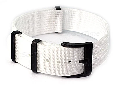 (image for) Ribbed Nylon Nato Watch Strap PVD Military Divers White 22mm