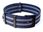 (image for) Ribbed Nylon Nato Watch Strap PVD Military Divers Navy Blue/Grey (5) 18mm