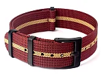 (image for) Ribbed Nylon Nato Watch Strap PVD Military Divers Maroon/Beige (3) 18mm
