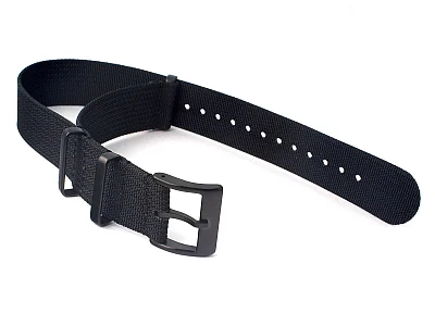 (image for) Ribbed Nylon Nato Watch Strap PVD Military Divers Black 24mm (1)