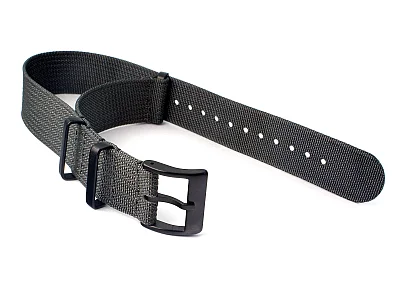 (image for) Ribbed Nylon Nato Watch Strap PVD Military Divers Ash Grey 21mm (1)