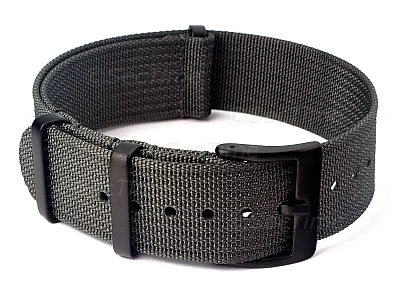 (image for) Ribbed Nylon Nato Watch Strap PVD Military Divers Ash Grey 20mm