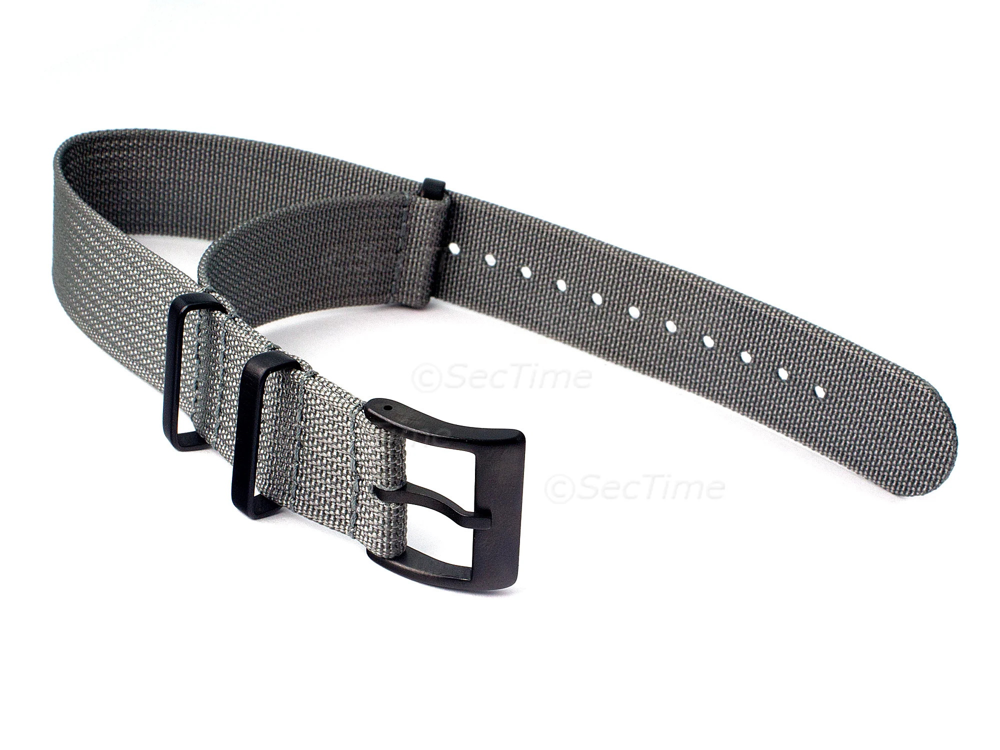 (image for) Ribbed Nylon Nato Watch Strap PVD Military Divers Grey 21mm (1)