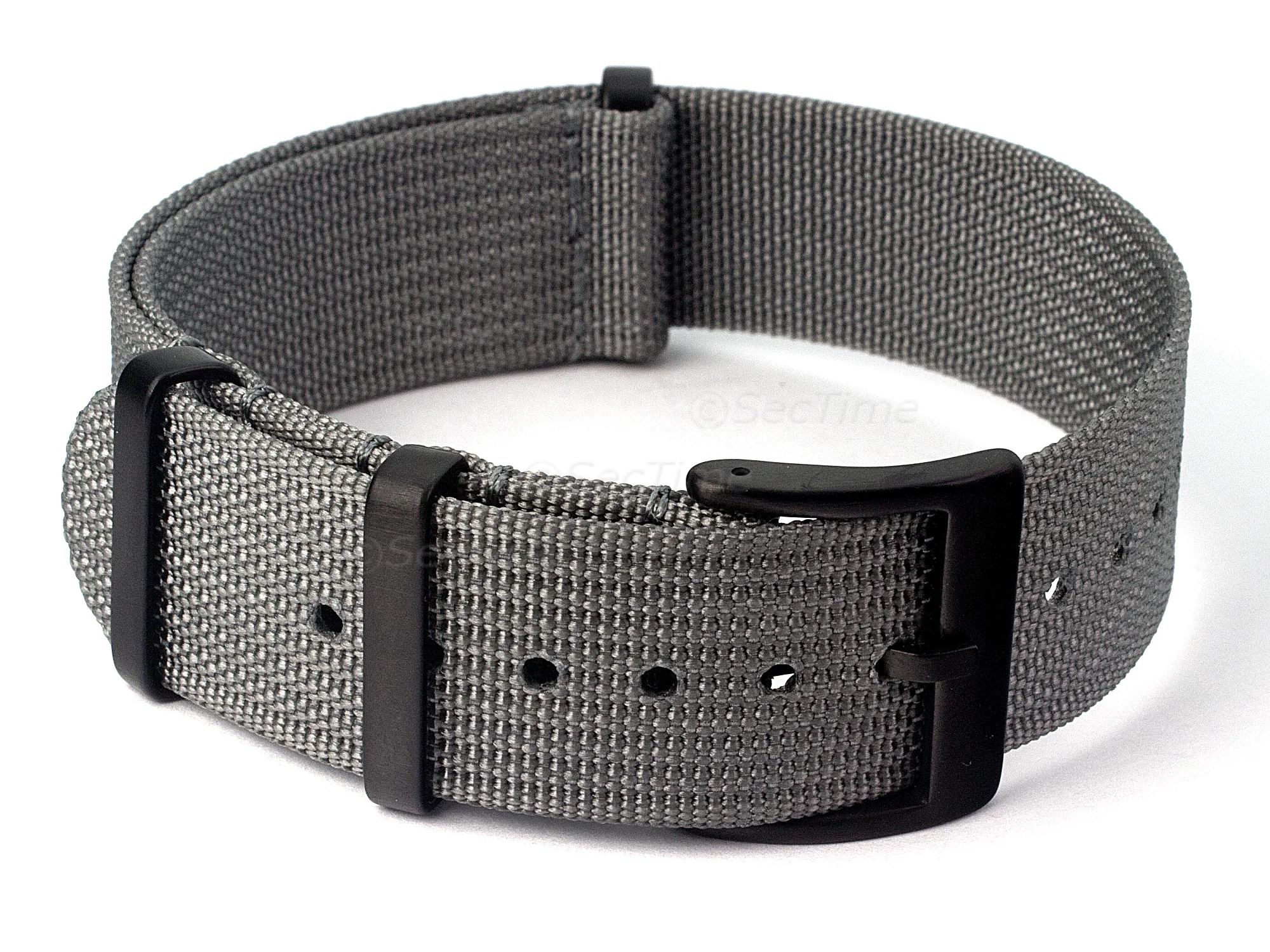 (image for) Ribbed Nylon Nato Watch Strap PVD Military Divers Grey 21mm