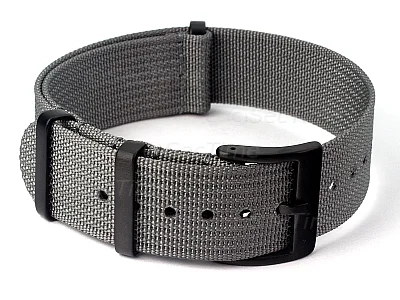 (image for) Ribbed Nylon Nato Watch Strap PVD Military Divers Grey 18mm