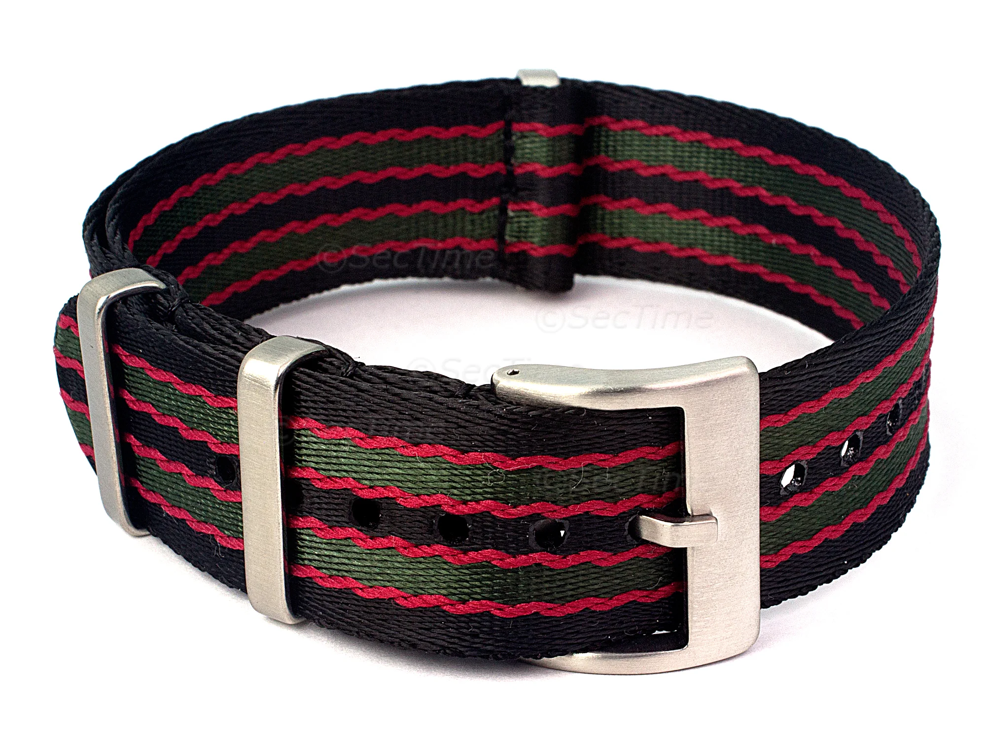(image for) 18mm Black/Red/Green Seatbelt Nato Watch Strap Military Divers (1)