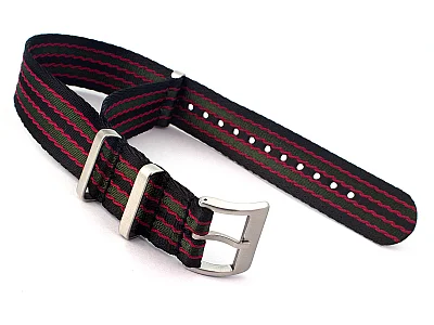 (image for) 18mm Black/Red/Green Seatbelt Nato Watch Strap Military Divers