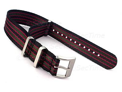 (image for) 20mm Black/Red/Green Seatbelt Nato Watch Strap Military Divers