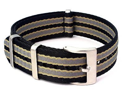 (image for) 22mm Black/Beige/Grey Seatbelt Nato Watch Strap Military Divers (1)