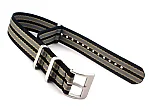 (image for) 22mm Black/Beige/Grey Seatbelt Nato Watch Strap Military Divers