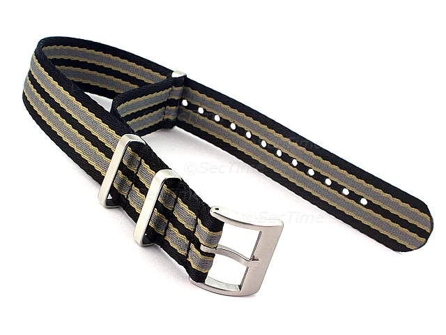 (image for) 22mm Black/Beige/Grey Seatbelt Nato Watch Strap Military Divers