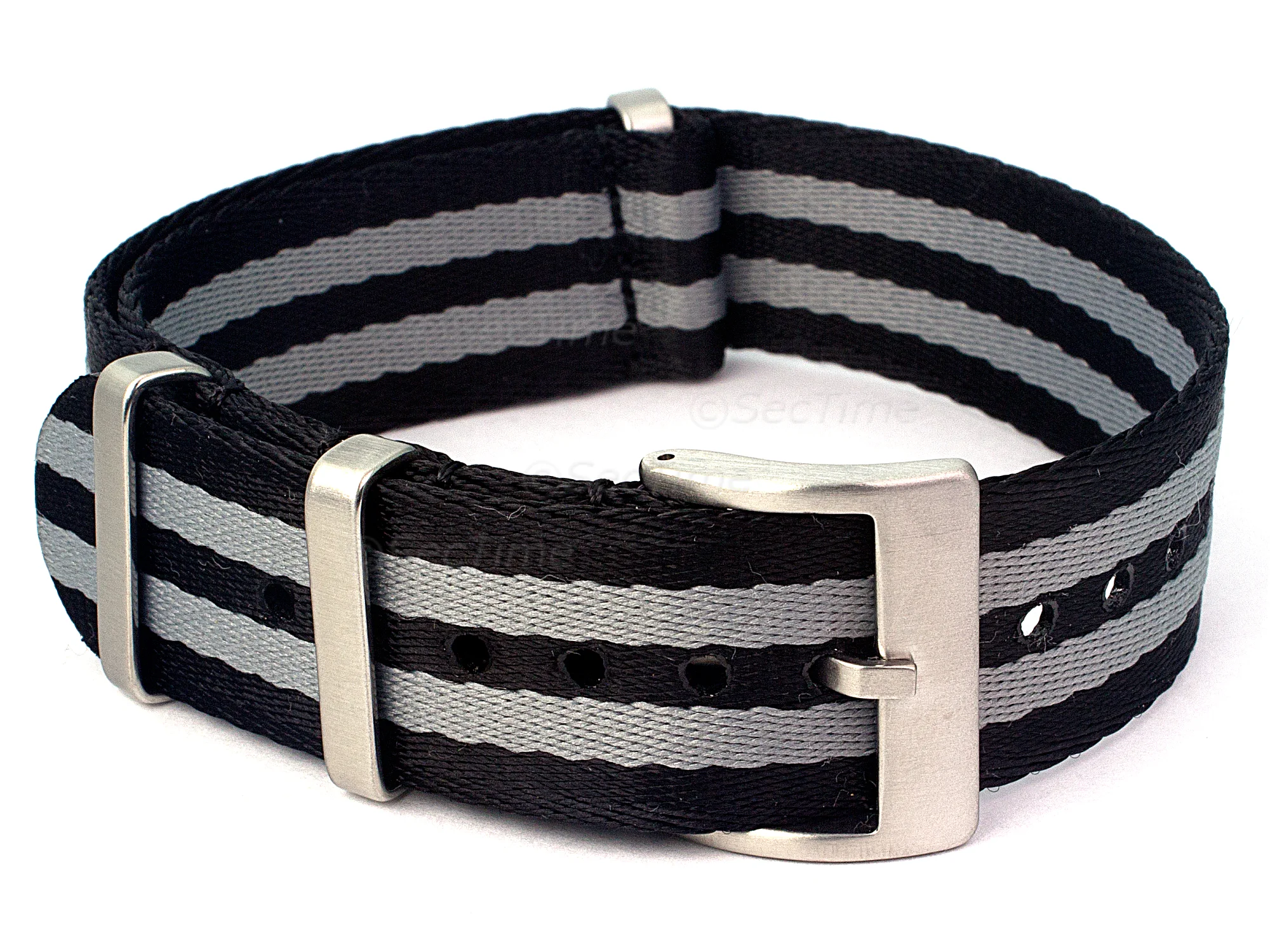 (image for) 18mm Black/Grey Seatbelt Nato Watch Strap Military Divers (1)