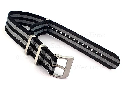 (image for) 20mm Black/Grey Seatbelt Nato Watch Strap Military Divers