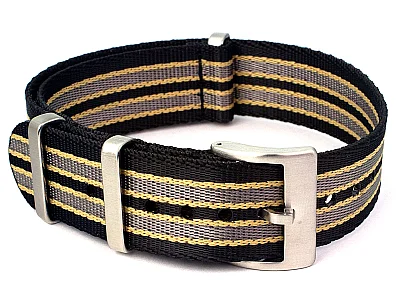 (image for) 21mm Black/Beige/Grey (S) Seatbelt Nato Watch Strap Military Divers (1)