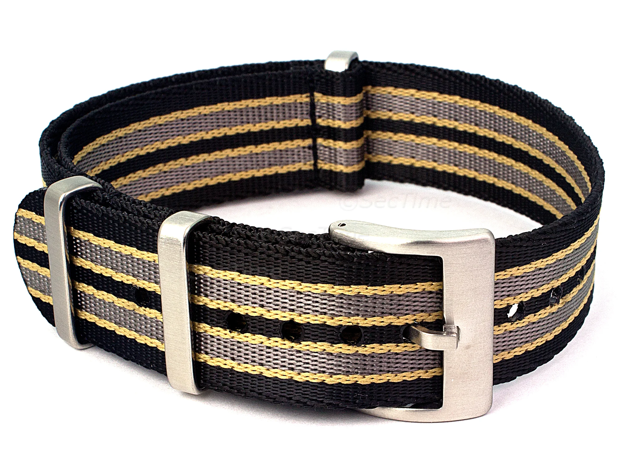 (image for) 21mm Black/Beige/Grey (S) Seatbelt Nato Watch Strap Military Divers (1)