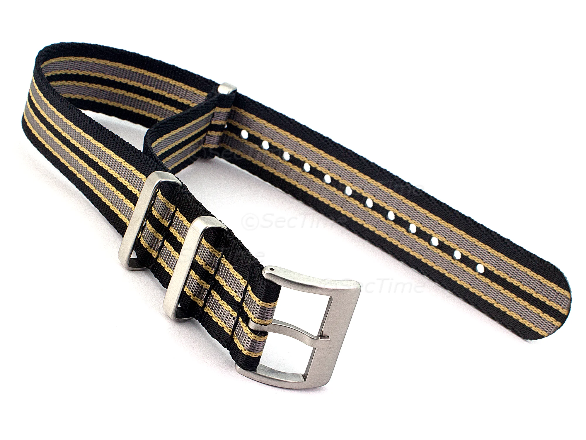 (image for) 21mm Black/Beige/Grey (S) Seatbelt Nato Watch Strap Military Divers