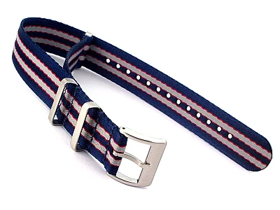 (image for) 18mm Blue/Red/Grey Seatbelt Nato Watch Strap Military Divers
