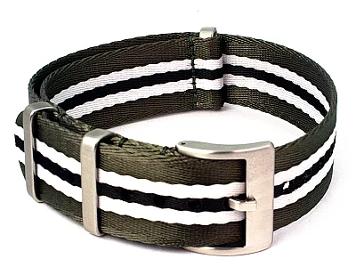(image for) 20mm Green/White/Black Seatbelt Nato Watch Strap Military Divers (1)