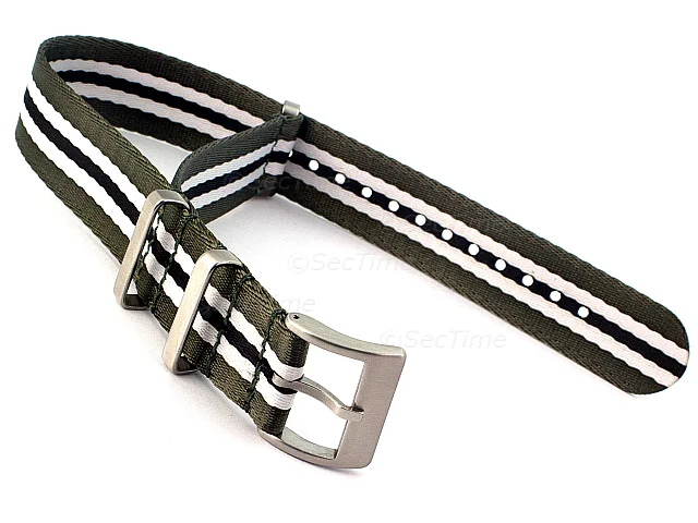 (image for) 20mm Green/White/Black Seatbelt Nato Watch Strap Military Divers