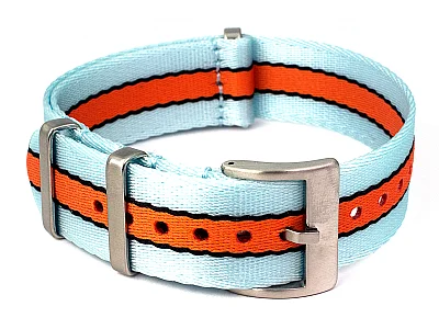 (image for) 18mm Sky/Black/Orange Seatbelt Nato Watch Strap Military Divers (1)