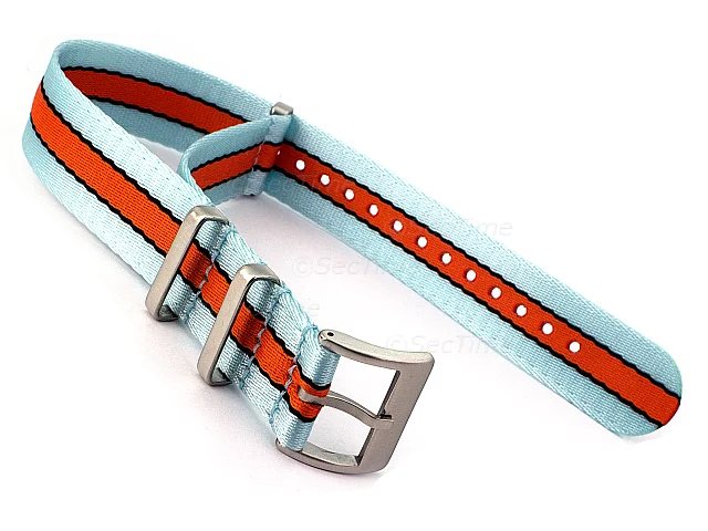 (image for) 18mm Sky/Black/Orange Seatbelt Nato Watch Strap Military Divers