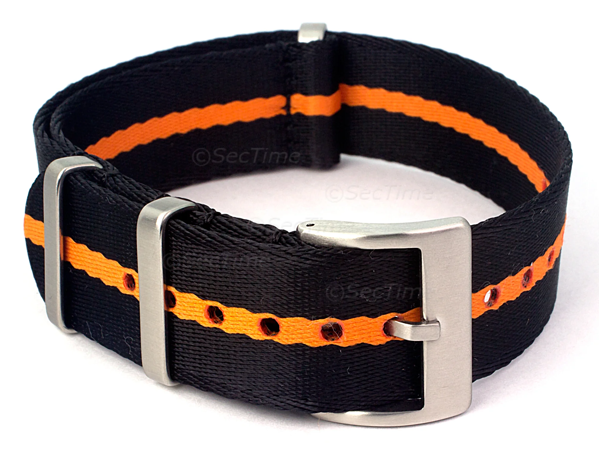 (image for) 22mm Black/Orange (3) Seatbelt Nato Watch Strap Military Divers (1)