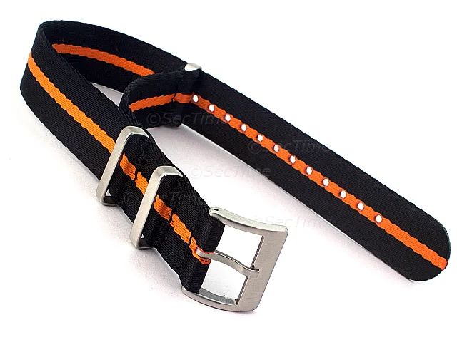 (image for) 22mm Black/Orange (3) Seatbelt Nato Watch Strap Military Divers