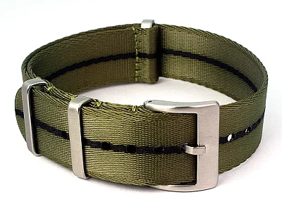 (image for) 20mm Olive Green/Black Seatbelt Nato Watch Strap Military Divers (1)