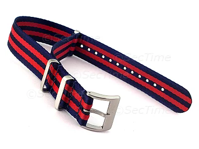 (image for) 20mm Navy Blue/Red Seatbelt Nato Watch Strap Military Divers