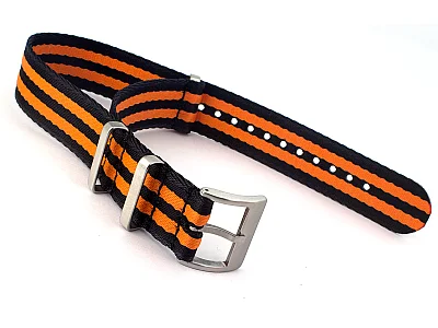 (image for) 22mm Black/Orange Seatbelt Nato Watch Strap Military Divers