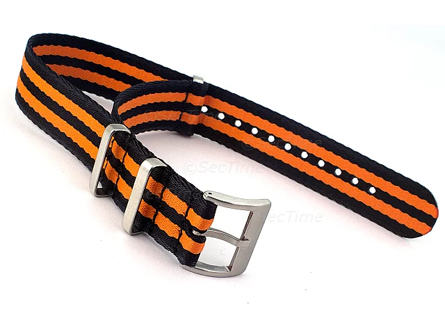 (image for) 22mm Black/Orange Seatbelt Nato Watch Strap Military Divers