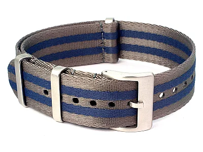 (image for) 18mm Grey/Blue Seatbelt Nato Watch Strap Military Divers (1)